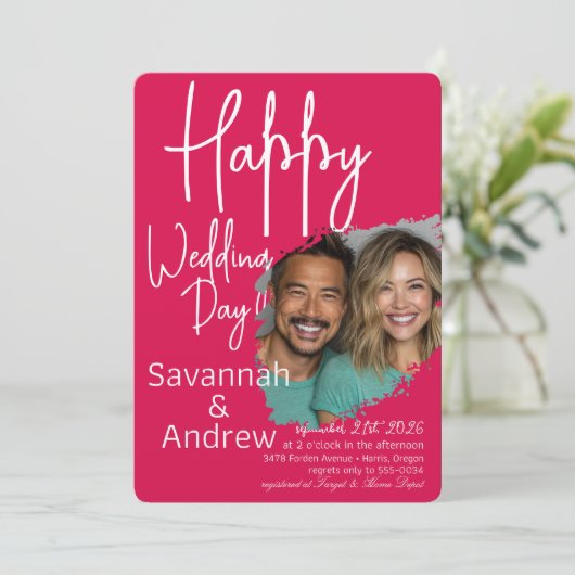 Classic Elegant Script bruiloft uitnodiging (Staand voorkant)