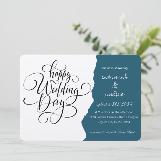 Classic Elegant Script bruiloft uitnodiging (Staand voorkant)