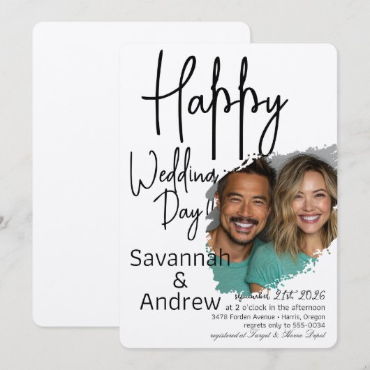 Classic Elegant Script bruiloft uitnodiging (Voorkant / Achterkant)