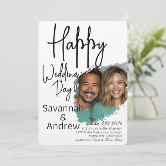 Classic Elegant Script bruiloft uitnodiging (Staand voorkant)