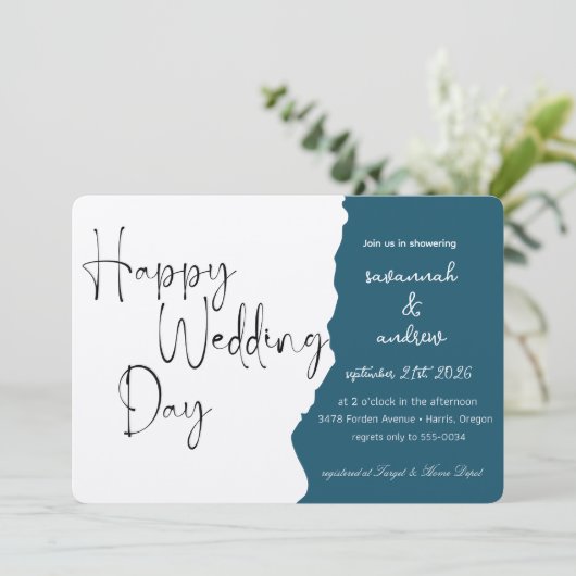 Classic Elegant Script bruiloft uitnodiging (Staand voorkant)