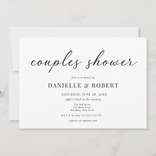 Classic Elegant Script Couples Bridal Shower Kaart (Voorkant)