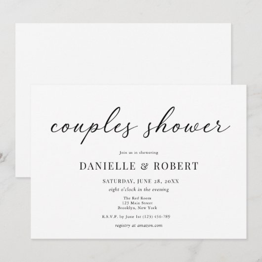 Classic Elegant Script Couples Bridal Shower Kaart (Voorkant / Achterkant)