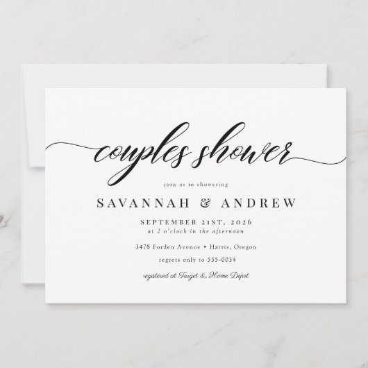 Classic Elegant Script Couples Vrijgezellenfeest Kaart (Voorkant)