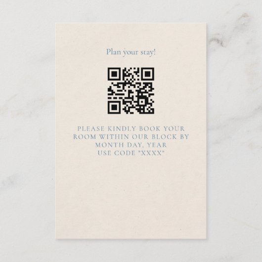 Classic Elegant Script Dusty Blue Informatiekaartje (Achterkant)