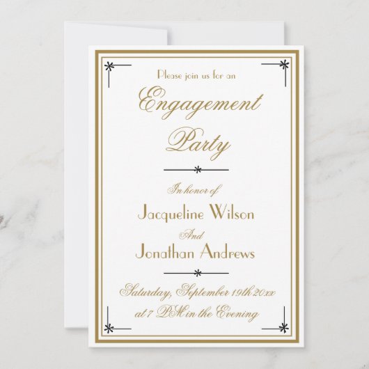Classic Elegant Script Engagement Party verloving Kaart (Voorkant)