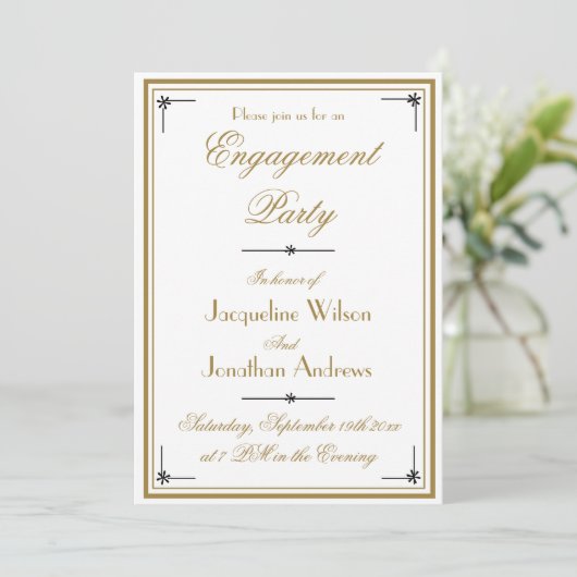 Classic Elegant Script Engagement Party verloving Kaart (Staand voorkant)