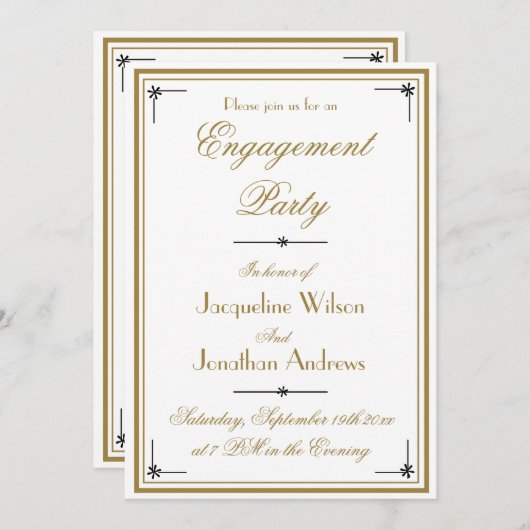 Classic Elegant Script Engagement Party verloving Kaart (Voorkant / Achterkant)