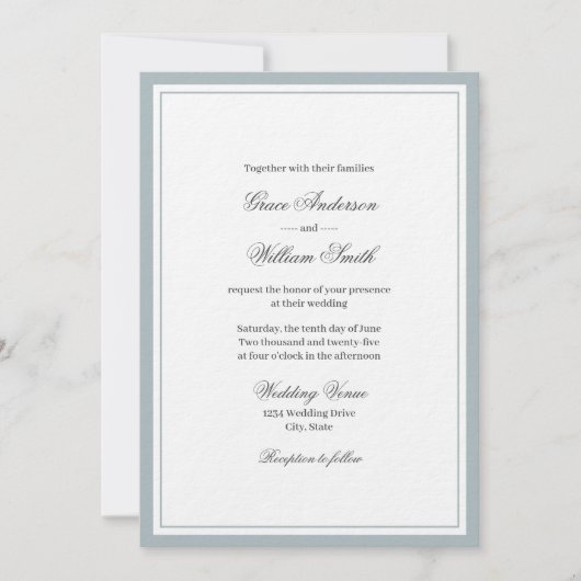 Classic Elegant Script Families bruiloft uitnodigi Kaart (Voorkant)