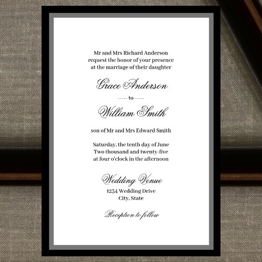 Classic Elegant Script Families bruiloft uitnodigi Kaart