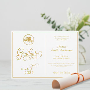 Classic Elegant Script Geen foto-Afstuderen Aankondiging