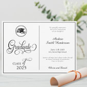 Classic Elegant Script Geen foto-Afstuderen Aankondiging