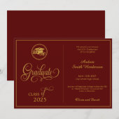 Classic Elegant Script Geen foto-Afstuderen Aankondiging (Voorkant / Achterkant)