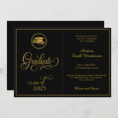 Classic Elegant Script Geen foto-Afstuderen Aankondiging (Voorkant / Achterkant)