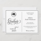 Classic Elegant Script Geen foto-Afstuderen Aankondiging (Voorkant)