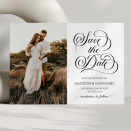 Classic Elegant Script Minimalistische Afbeelding  Save The Date