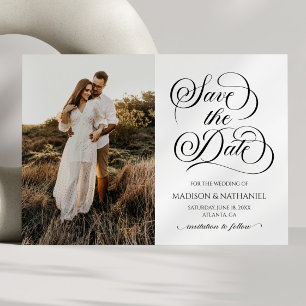 Classic Elegant Script Minimalistische Afbeelding  Save The Date