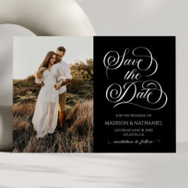 Classic Elegant Script Minimalistische Afbeelding  Save The Date
