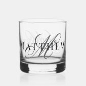 Classic Elegant Script Monogram Initiaal Naam Whisky Glas (Voorkant)