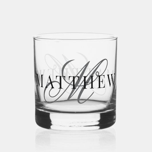 Classic Elegant Script Monogram Initiaal Naam Whisky Glas (Voorkant)