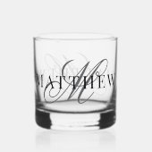 Classic Elegant Script Monogram Initiaal Naam Whisky Glas (Achterkant)
