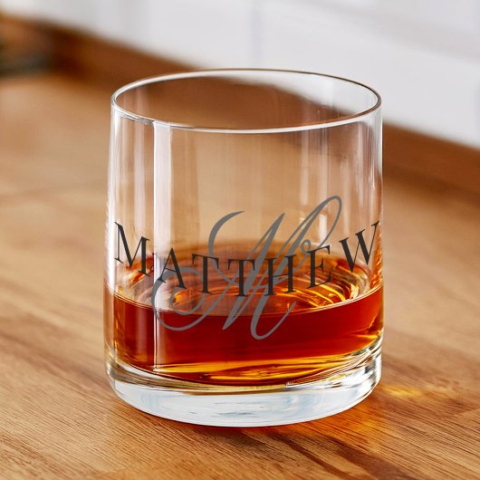Classic Elegant Script Monogram Initiaal Naam Whisky Glas