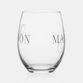 Classic Elegant Script Monogram Initiaal Naam Wijnglas Zonder Voet (Rechts)