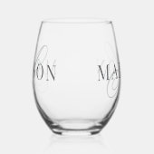 Classic Elegant Script Monogram Initiaal Naam Wijnglas Zonder Voet (Links)