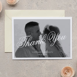 Classic Elegant Script Photo Wedding Bedankkaart