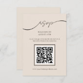 Classic Elegant Script QR Code Bruiloft RSVP Kaart (Voorkant / Achterkant)
