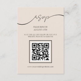 Classic Elegant Script QR Code Bruiloft RSVP Kaart