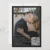 Classic elegant script QR code photo wedding Kaart (Achterkant)