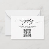 Classic Elegant Script QR Code Shower Registry Notitiekaartje (Voorkant)