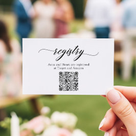 Classic Elegant Script QR Code Shower Registry Notitiekaartje