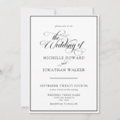 Classic Elegant Script QR Code Wedding Invitation Kaart (Voorkant)