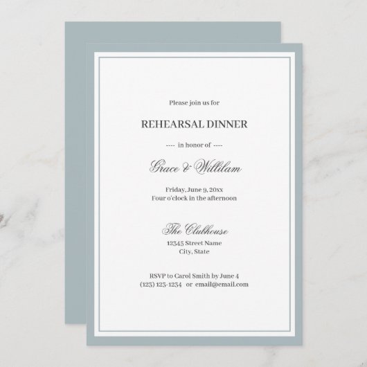 Classic Elegant Script repetitie diner uitnodiging (Voorkant / Achterkant)