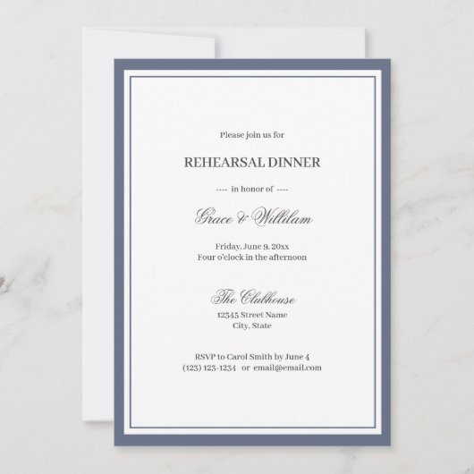 Classic Elegant Script repetitie diner uitnodiging (Voorkant)