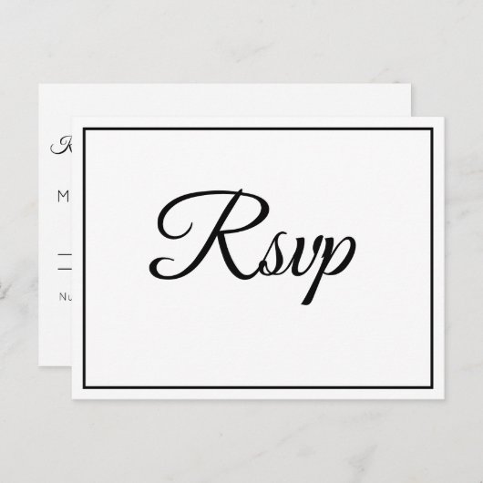 Classic Elegant Script RSVP-Briefkaart Briefkaart (Voorkant / Achterkant)