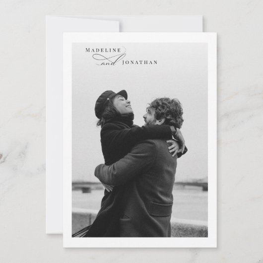 Classic Elegant Script Typography Photo Weddenscha Kaart (Achterkant)