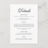 Classic Elegant Script Wedding Details Informatiekaartje (Voorkant)