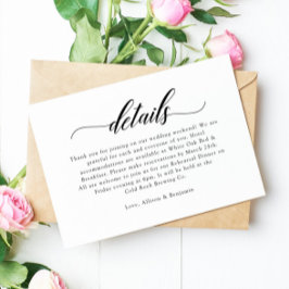 Classic Elegant Script Wedding Details Kaart
