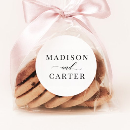 Classic Elegant Script Wedding Favor Stickers