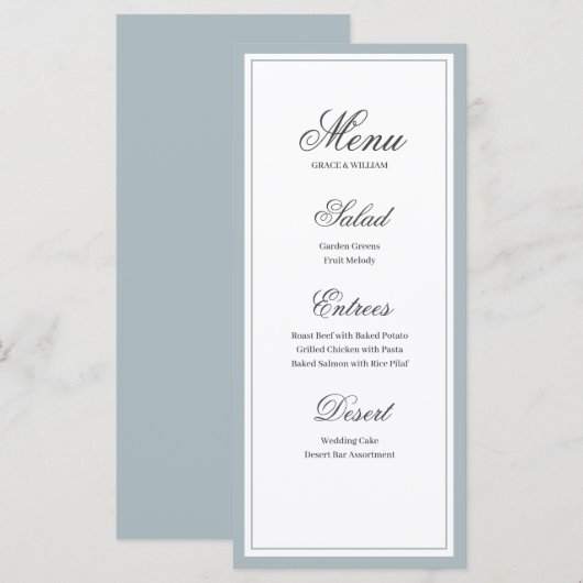 Classic Elegant Script Wedding Menu Kaart (Voorkant / Achterkant)