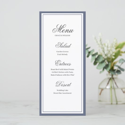 Classic Elegant Script Wedding Menu Kaart (Staand voorkant)