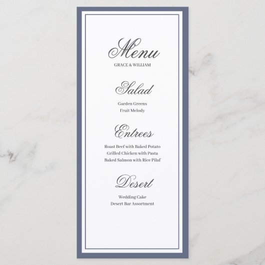 Classic Elegant Script Wedding Menu Kaart (Voorkant)