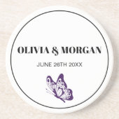 Classic Elegant Script Wedding Rehearsal Sandstone Zandsteen Onderzetter (Voorkant)