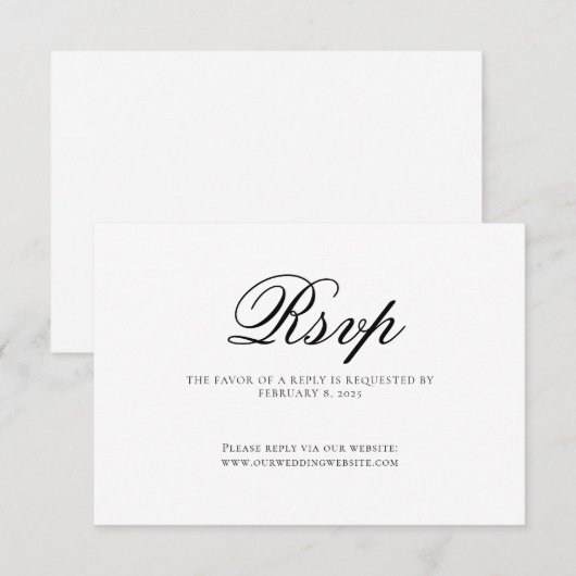 Classic Elegant Script Wedding RSVP Kaartje (Voorkant / Achterkant)