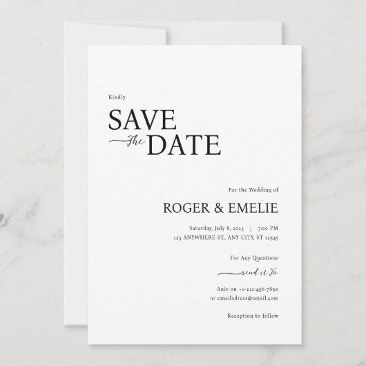 Classic Elegant Script Wedding Sla de datum Kaart  (Voorkant)