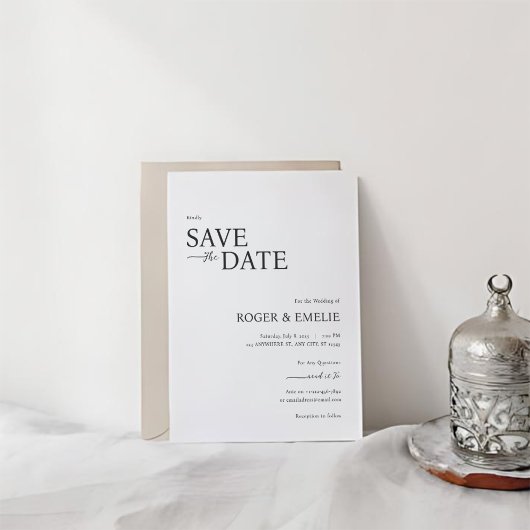 Classic Elegant Script Wedding Sla de datum Kaart