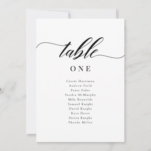 Classic Elegant Script Wedding Table Numbers Kaart (Voorkant)